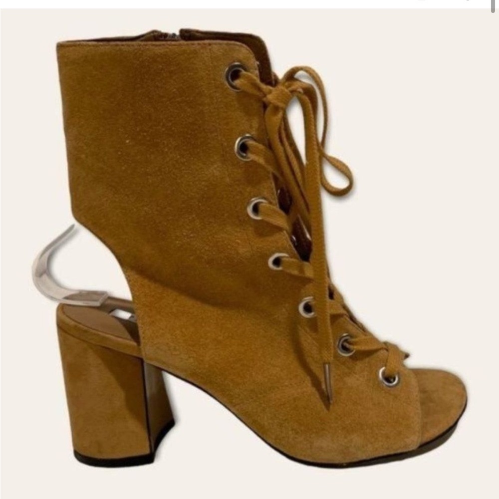 2/$50 Pedro Lace Up Open Toe Mustard Yellow Heels Size EU36
